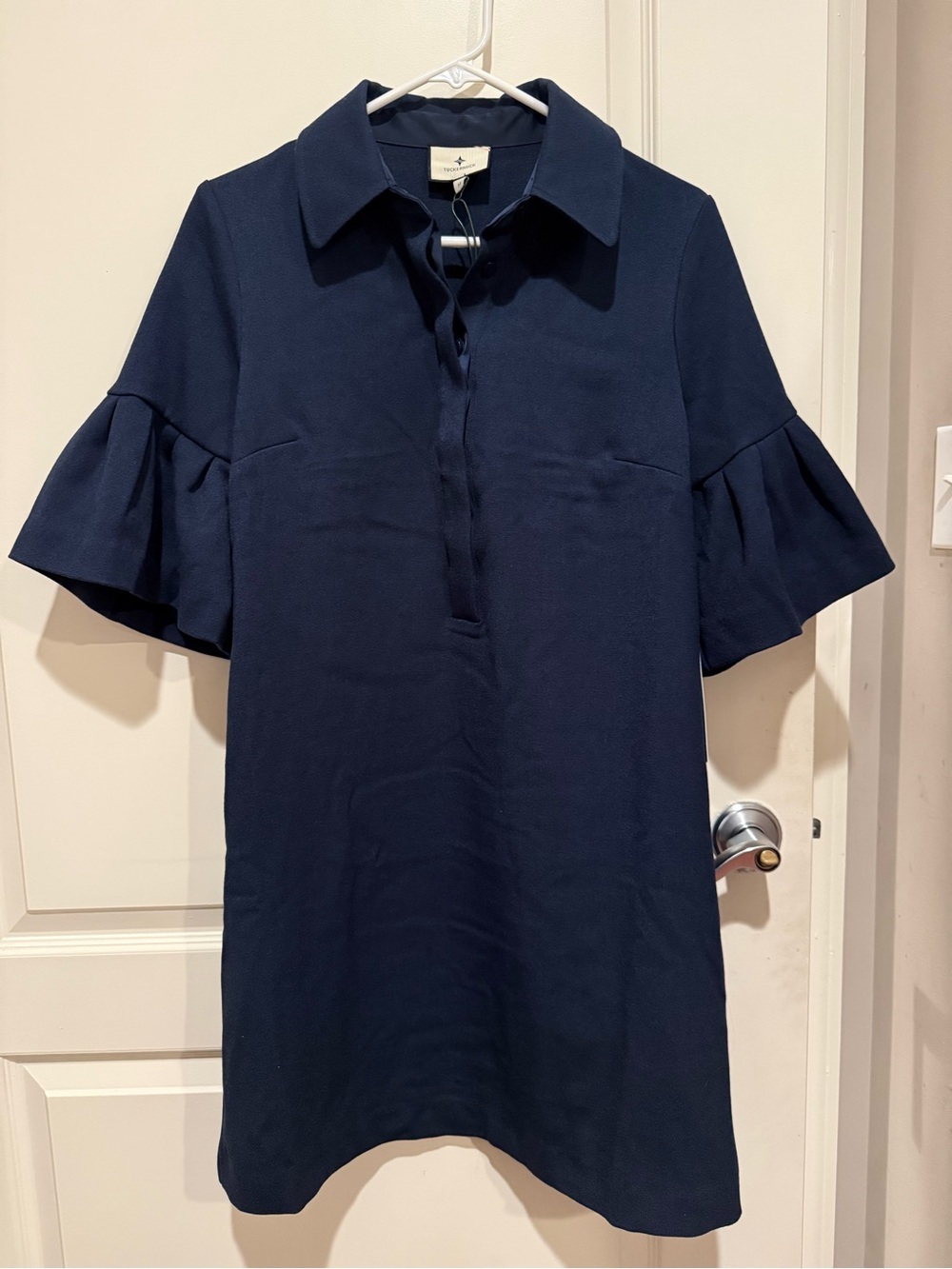 Tuckernuck Navy Ruffle-Sleeve Polo Shift Dress